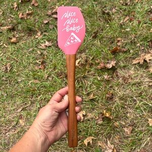 Pink Silicone Spatula with Wooden Handle